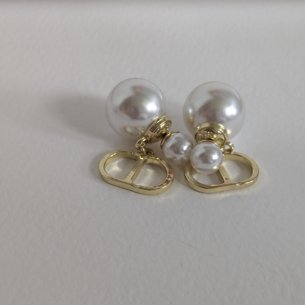 Dior White and Gold Pearl Earrings - Picture 8 of 12